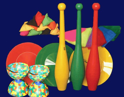 12ppl Juggling WorkShop Pack - clubs, plates, diabolo