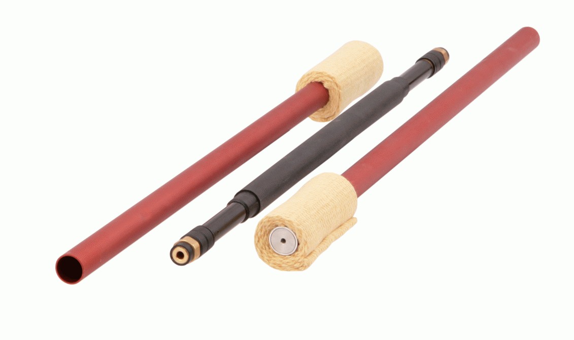 Fire staff Concentrate three piece break down. 100mm Red 142cm